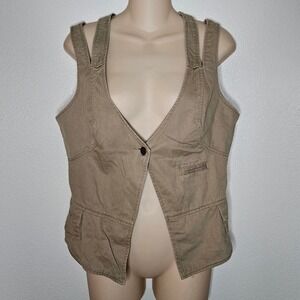 BCBGeneration Khaki Floral Lined Vest Top